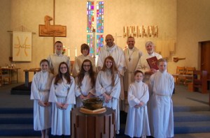 The Pastors and confirmands at the Lutheran Church of the Good Shepherd, Brooklyn, Ohio, April 26, 2015.