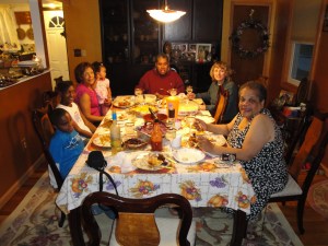 A portion of our family at the Thanksgiving table.